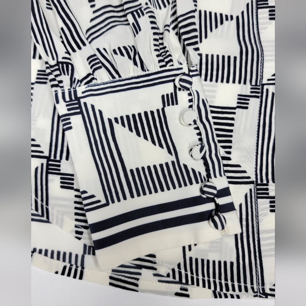 Joie Geometric pattern Silk Blouse - Picture 9 of 12